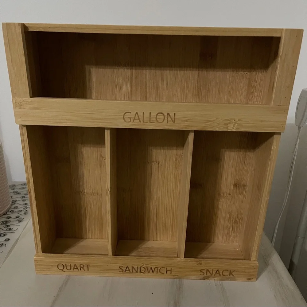Bamboo ziplock storage organizer